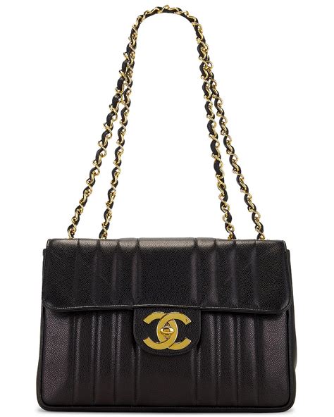 chanel black caviar mademoiselle vertical stripe jumbo flap bag|FWRD Renew Chanel Caviar Jumbo Mademoiselle Flap Bag in .